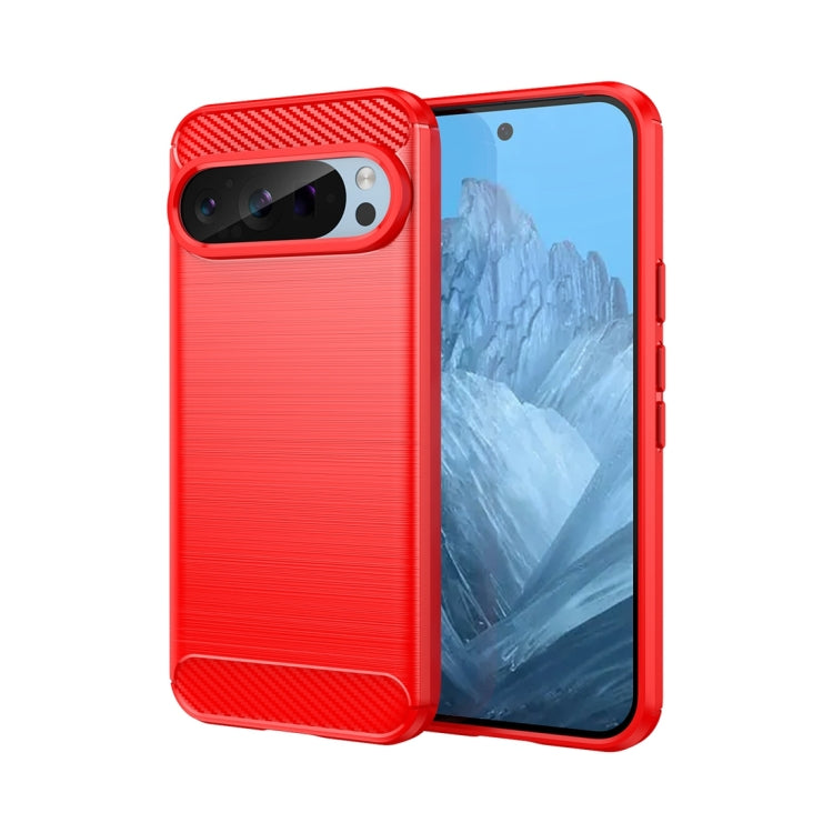 For Google Pixel 9 Pro 5G Carbon Fiber Brushed Texture TPU Phone Case(Red) - Google Cases by PMC Jewellery | Online Shopping South Africa | PMC Jewellery | Buy Now Pay Later Mobicred