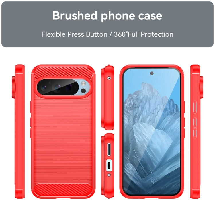 For Google Pixel 9 Pro 5G Carbon Fiber Brushed Texture TPU Phone Case(Red) - Google Cases by PMC Jewellery | Online Shopping South Africa | PMC Jewellery | Buy Now Pay Later Mobicred