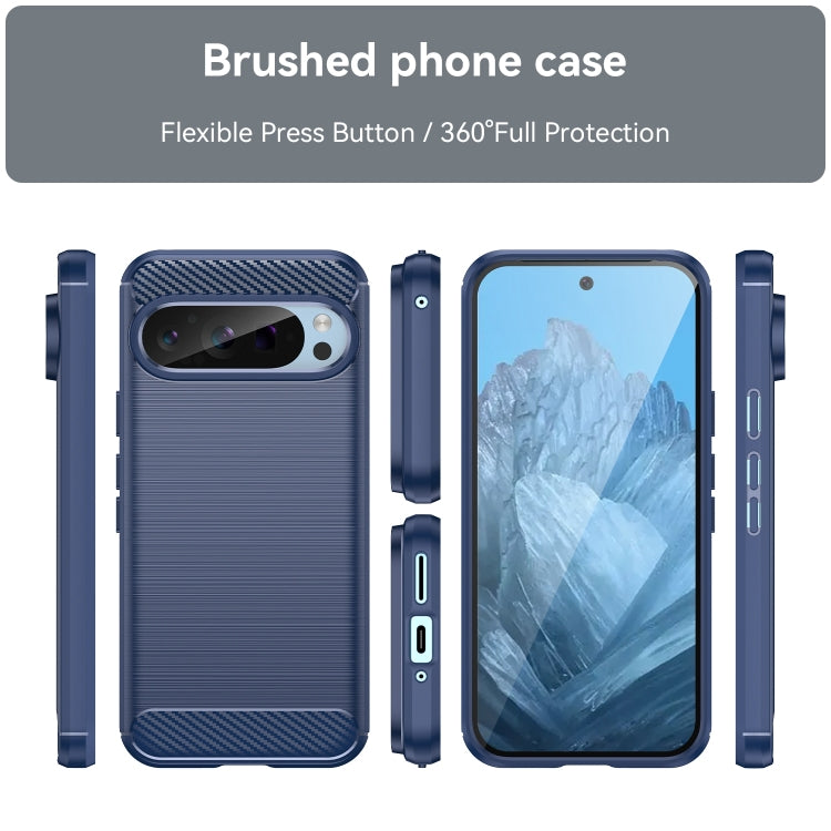 For Google Pixel 9 Carbon Fiber Brushed Texture TPU Phone Case(Blue) - Google Cases by PMC Jewellery | Online Shopping South Africa | PMC Jewellery | Buy Now Pay Later Mobicred