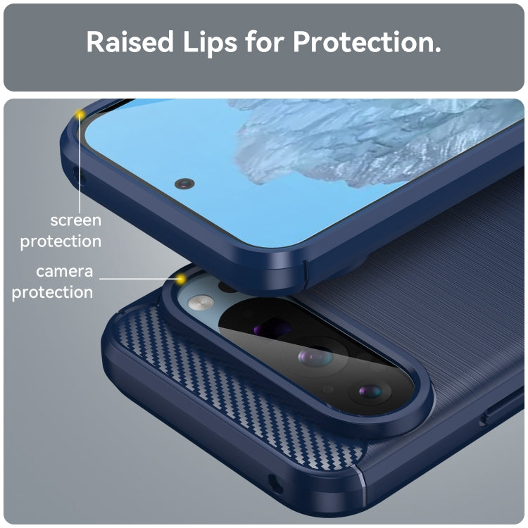 For Google Pixel 9 Carbon Fiber Brushed Texture TPU Phone Case(Blue) - Google Cases by PMC TechLife | Online Shopping South Africa | PMC TechLife | Buy Now Pay Later Mobicred