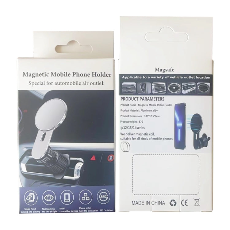 360 Degree Rotating Car Air Outlet Magnetic Phone Holder(Silver) - Car Holders by PMC Jewellery | Online Shopping South Africa | PMC Jewellery | Buy Now Pay Later Mobicred