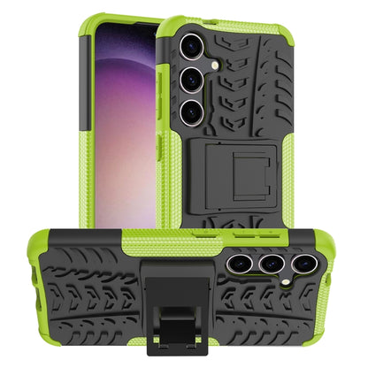 For Samsung Galaxy S24 5G Tire Texture TPU + PC Phone Case with Holder(Green) - Galaxy S24 5G Cases by PMC Jewellery | Online Shopping South Africa | PMC Jewellery