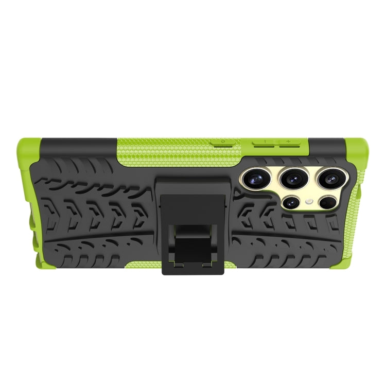 For Samsung Galaxy S24 Ultra 5G Tire Texture TPU + PC Phone Case with Holder(Green) - Galaxy S24 Ultra 5G Cases by PMC Jewellery | Online Shopping South Africa | PMC Jewellery