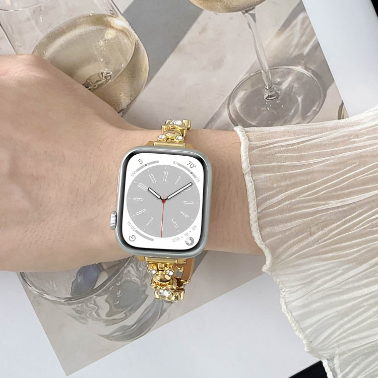For Apple Watch Series 3 38mm Metal Diamond Bear Chain Watch Band(Starlight) - Watch Bands by PMC TechLife | Online Shopping South Africa | PMC TechLife