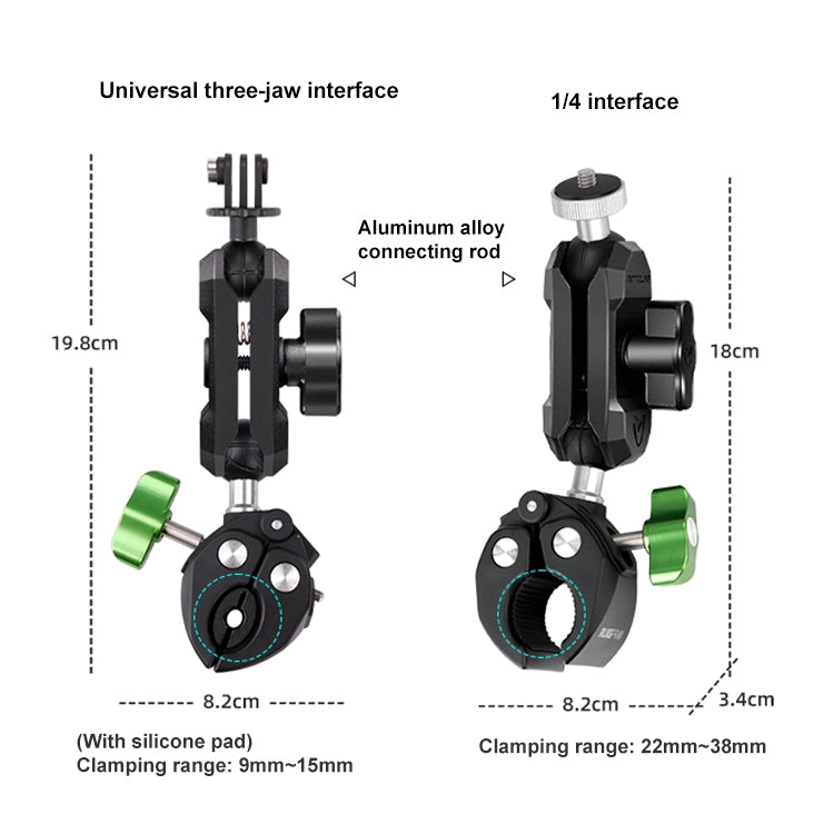 RUIGPRO Crab Clamp Action Camera Bracket 1/4 Dual-Head Crab 3-Stage Selfie Stick - free shipping - PMC TechLife - Order now!
