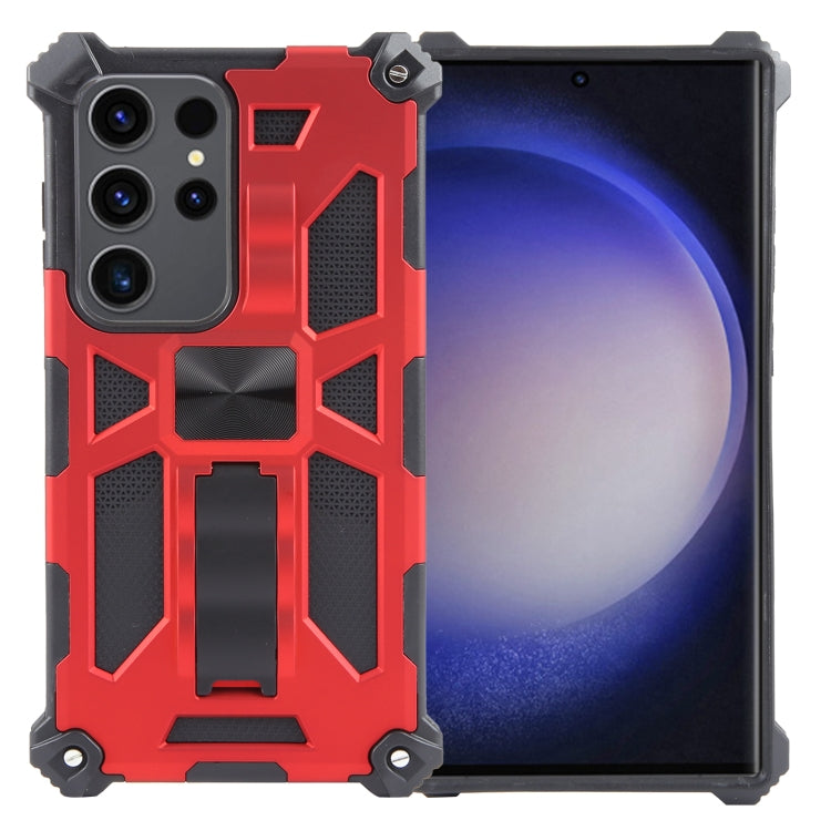 For Samsung Galaxy S24 Ultra 5G Armor Shockproof TPU + PC Magnetic Phone Case with Holder(Red) - Galaxy S24 Ultra 5G Cases by PMC Jewellery | Online Shopping South Africa | PMC Jewellery