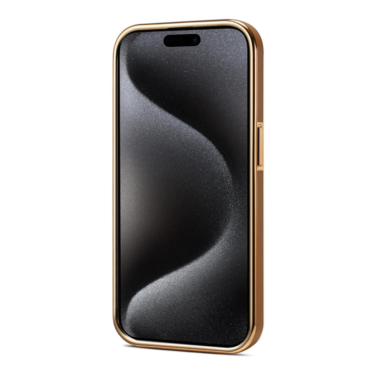 For iPhone 15 Pro Max Denior Fragrant Calf Texture Electroplating Phone Case(Khaki) - free shipping - PMC Jewellery - Order now!