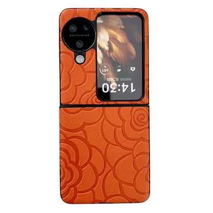 For OPPO Find N3 Flip Impression Flower Pattern Protective Phone Case(Orange) - Find N3 Flip Cases by PMC Jewellery | Online Shopping South Africa | PMC Jewellery | Buy Now Pay Later Mobicred