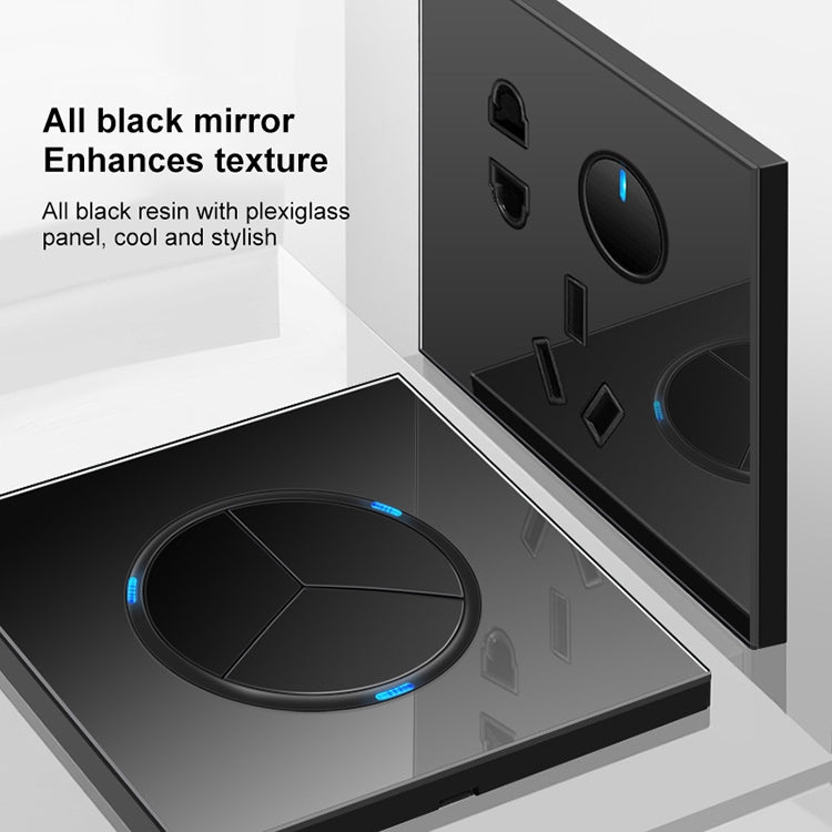 86mm Round LED Tempered Glass Switch Panel, Black Round Glass, Style:Two Open Dual Control - Switch by PMC Jewellery | Online Shopping South Africa | PMC Jewellery | Buy Now Pay Later Mobicred