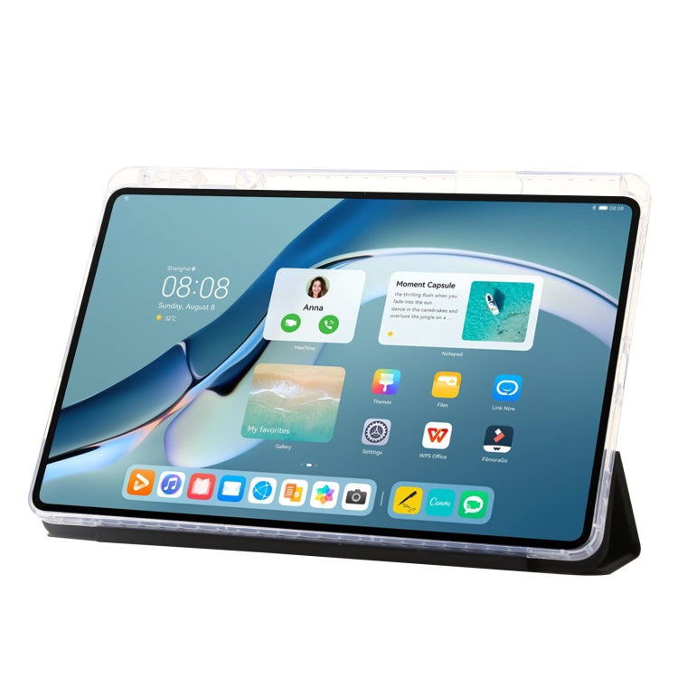 For Huawei MatePad Pro 13.2 2023 Clear Acrylic 3-Fold Leather Tablet Case(Black) - Huawei by PMC TechLife | Online Shopping South Africa | PMC TechLife | Buy Now Pay Later Mobicred