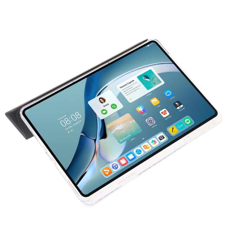 For Huawei MatePad Pro 13.2 2023 Clear Acrylic 3-Fold Leather Tablet Case(Black) - Huawei by PMC TechLife | Online Shopping South Africa | PMC TechLife | Buy Now Pay Later Mobicred
