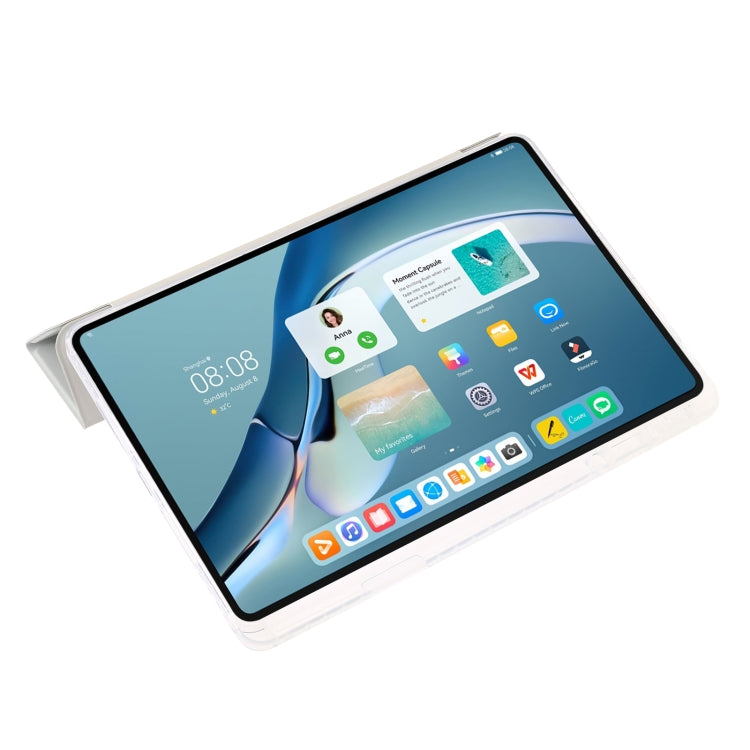 For Huawei MatePad Pro 13.2 2023 Clear Acrylic 3-Fold Leather Tablet Case(Grey) - Huawei by PMC TechLife | Online Shopping South Africa | PMC TechLife | Buy Now Pay Later Mobicred
