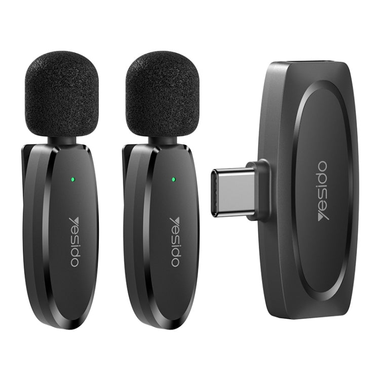 YESIDO KR13 Dual Low-latency Wireless Lavalier Microphone with Type-C Receiver(Black) - Microphone by Yesido | Online Shopping South Africa | PMC TechLife | Buy Now Pay Later Mobicred