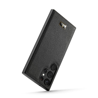 For Samsung Galaxy S24 Ultra 5G Fierre Shann Leather Texture Phone Back Cover Case(Lychee Black) - Galaxy S24 Ultra 5G Cases by FIERRE SHANN | Online Shopping South Africa | PMC Jewellery | Buy Now Pay Later Mobicred