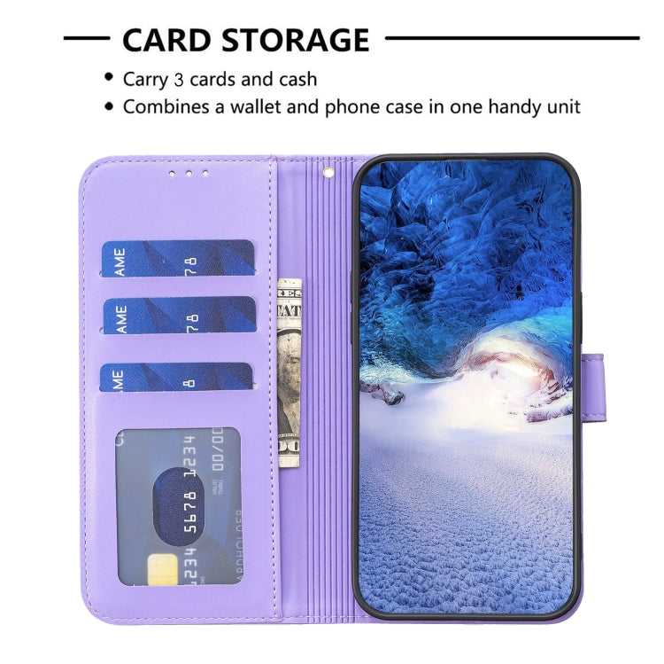 For Honor X7b Four-leaf Embossed Leather Phone Case(Purple) - Honor Cases by PMC TechLife | Online Shopping South Africa | PMC TechLife