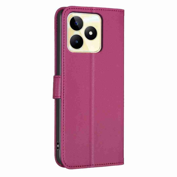 For Realme C53 Four-leaf Embossed Leather Phone Case(Rose Red) - Realme Cases by PMC TechLife | Online Shopping South Africa | PMC TechLife | Buy Now Pay Later Mobicred