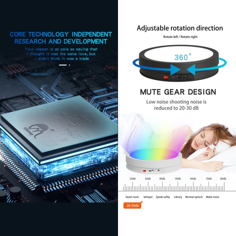 22cm Colorful LED Light Electric Rotating Display Stand Turntable, Style:Battery Charging(White) -  by PMC TechLife | Online Shopping South Africa | PMC TechLife | Buy Now Pay Later Mobicred