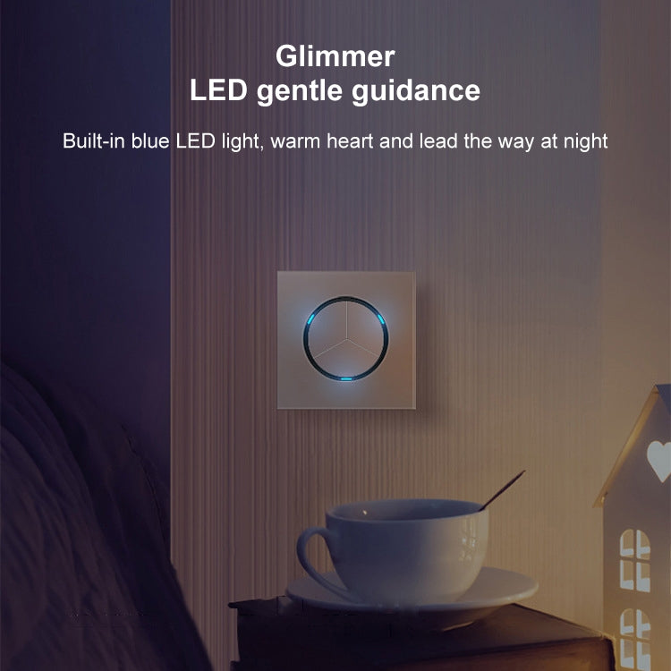86mm Round LED Tempered Glass Switch Panel, Gray Round Glass, Style:Two Billing Control - Switch by PMC TechLife | Online Shopping South Africa | PMC TechLife | Buy Now Pay Later Mobicred