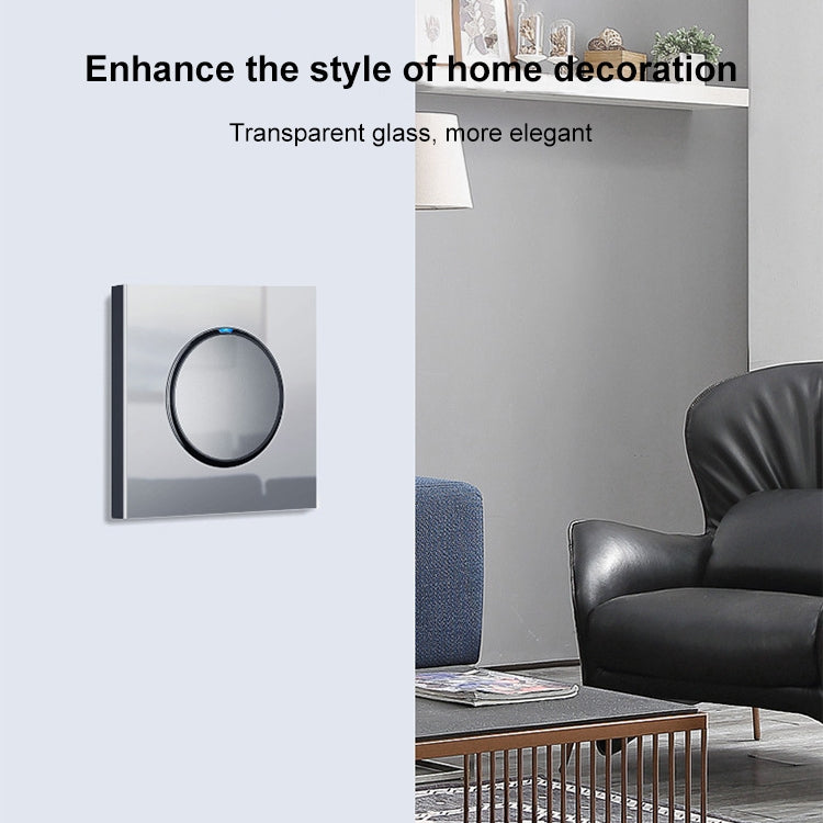 86mm Round LED Tempered Glass Switch Panel, Gray Round Glass, Style:Two Billing Control - Switch by PMC TechLife | Online Shopping South Africa | PMC TechLife | Buy Now Pay Later Mobicred
