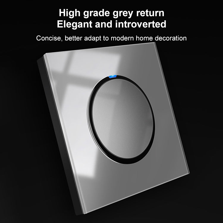 86mm Round LED Tempered Glass Switch Panel, Gray Round Glass, Style:Three Open Dual Control - Switch by PMC Jewellery | Online Shopping South Africa | PMC Jewellery | Buy Now Pay Later Mobicred