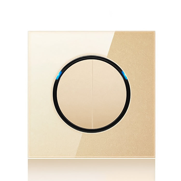 86mm Round LED Tempered Glass Switch Panel, Gold Round Glass, Style:Two Open Dual Control - Switch by PMC Jewellery | Online Shopping South Africa | PMC Jewellery | Buy Now Pay Later Mobicred