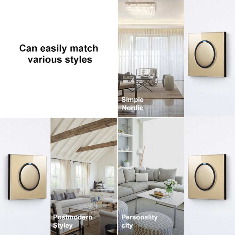 86mm Round LED Tempered Glass Switch Panel, Gold Round Glass, Style:TV Socket - Switch by PMC TechLife | Online Shopping South Africa | PMC TechLife | Buy Now Pay Later Mobicred