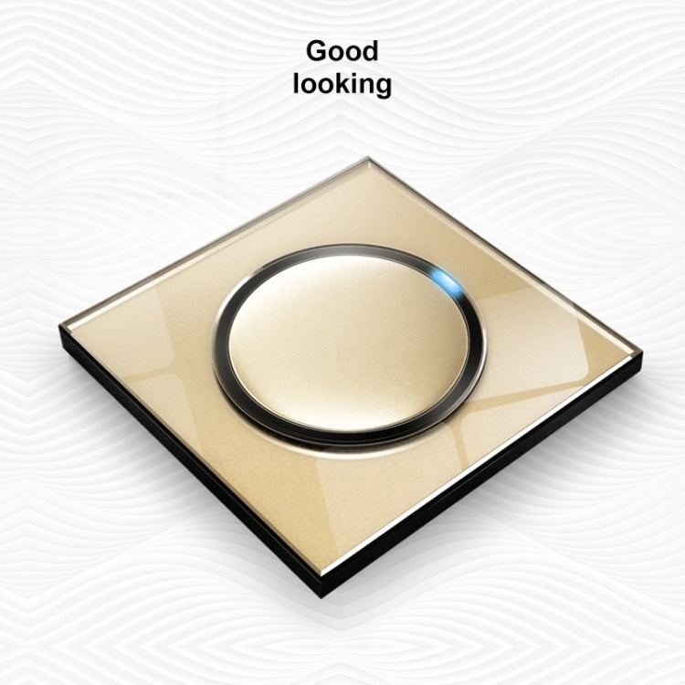 86mm Round LED Tempered Glass Switch Panel, Gold Round Glass, Style:Computer Socket -  by PMC Jewellery | Online Shopping South Africa | PMC Jewellery | Buy Now Pay Later Mobicred