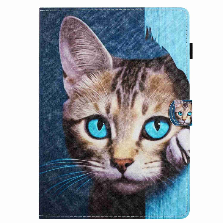 For 10 inch Painted Pattern Stitching Leather Tablet Case(Blue Cat) - 10 - 11 inch by PMC TechLife | Online Shopping South Africa | PMC TechLife | Buy Now Pay Later Mobicred