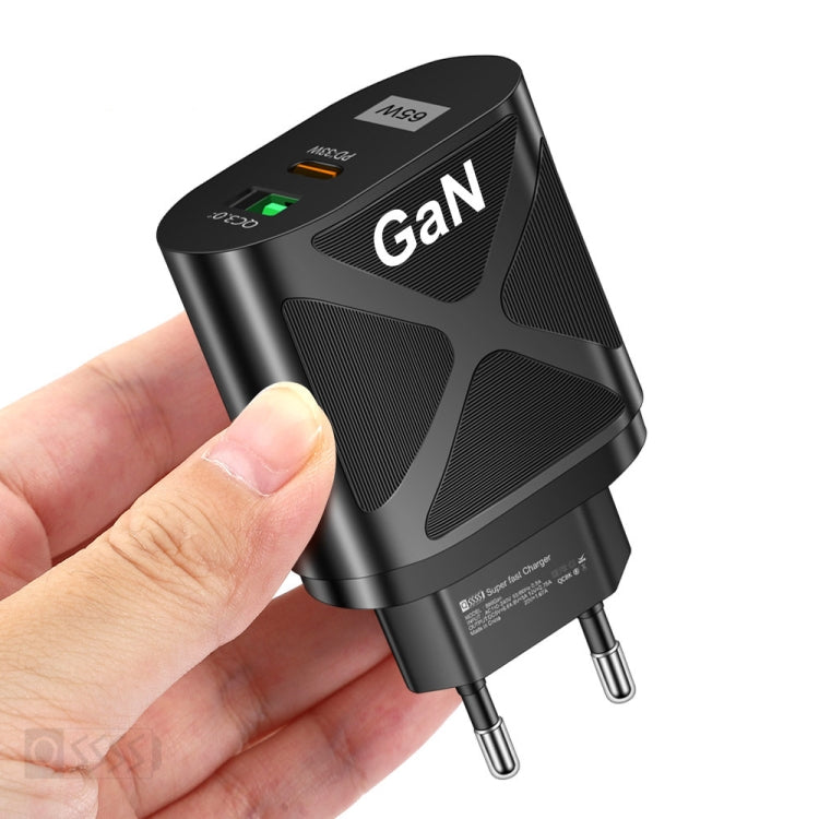 65W Gallium Nitride GaN389 USB + Type-C Fast Charging Charger, Plug Type:EU Plug(Black) - USB Charger by PMC TechLife | Online Shopping South Africa | PMC TechLife | Buy Now Pay Later Mobicred