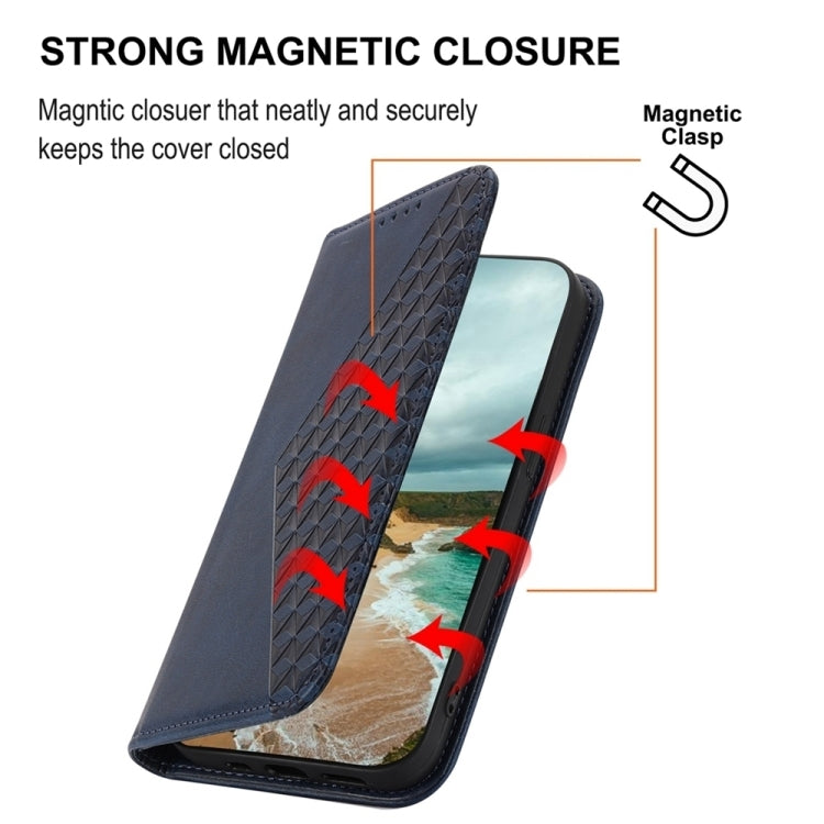 For Google Pixel 9 Cubic Grid Calf Texture Magnetic Leather Phone Case(Blue) - Google Cases by PMC TechLife | Online Shopping South Africa | PMC TechLife | Buy Now Pay Later Mobicred