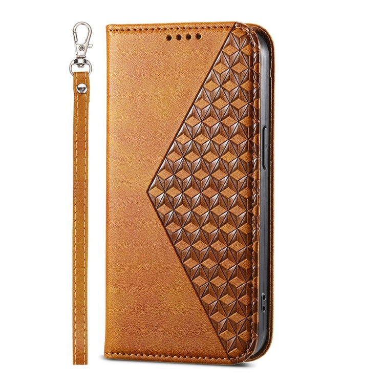 For Google Pixel 9 Cubic Grid Calf Texture Magnetic Leather Phone Case(Yellow) - Google Cases by PMC TechLife | Online Shopping South Africa | PMC TechLife | Buy Now Pay Later Mobicred