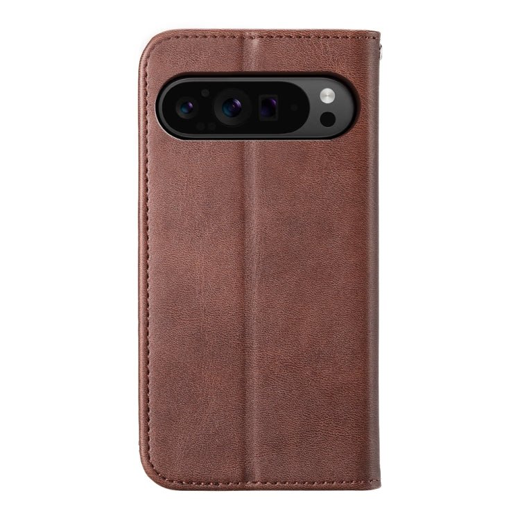 For Google Pixel 9 Pro Cubic Grid Calf Texture Magnetic Leather Phone Case(Brown) - Google Cases by PMC Jewellery | Online Shopping South Africa | PMC Jewellery | Buy Now Pay Later Mobicred