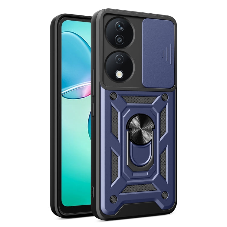 For Honor X7b Sliding Camera Cover Design TPU+PC Phone Case(Blue) - Honor Cases by PMC TechLife | Online Shopping South Africa | PMC TechLife | Buy Now Pay Later Mobicred