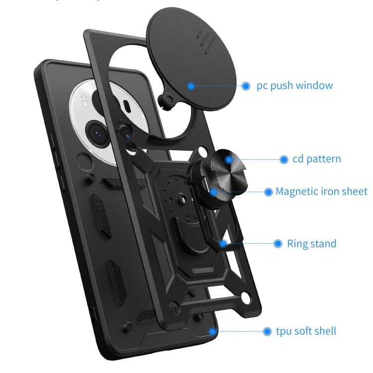 For Honor Magic6 Pro Sliding Camera Cover Design TPU+PC Phone Case(Green) - Honor Cases by PMC TechLife | Online Shopping South Africa | PMC TechLife | Buy Now Pay Later Mobicred