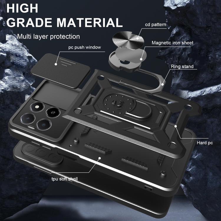 For Honor X5b Plus Sliding Camera Cover Design TPU+PC Phone Case(Black) - free shipping - PMC TechLife - Order now!