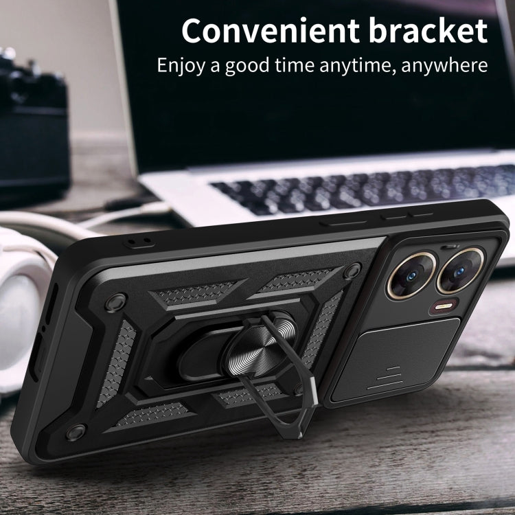 For vivo V29e 5G Global Sliding Camera Cover Design TPU+PC Phone Case(Black) - vivo Cases by PMC TechLife | Online Shopping South Africa | PMC TechLife | Buy Now Pay Later Mobicred