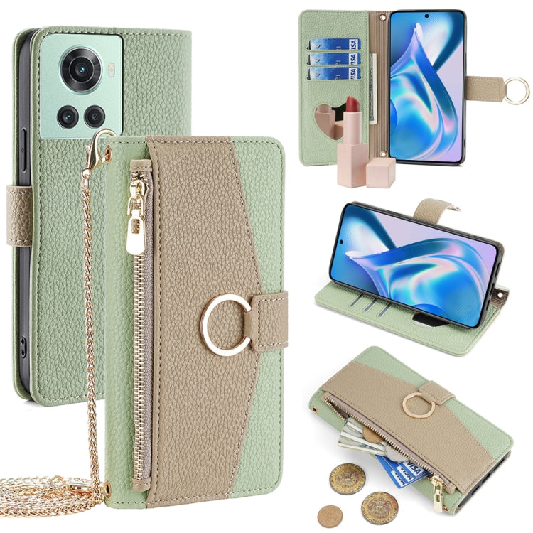 For OnePlus ACE / 10R Crossbody Litchi Texture Leather Phone Case(Green) - OnePlus Cases by PMC TechLife | Online Shopping South Africa | PMC TechLife | Buy Now Pay Later Mobicred