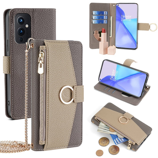 For OnePlus 9 Crossbody Litchi Texture Leather Phone Case(Grey) - OnePlus Cases by PMC Jewellery | Online Shopping South Africa | PMC Jewellery | Buy Now Pay Later Mobicred