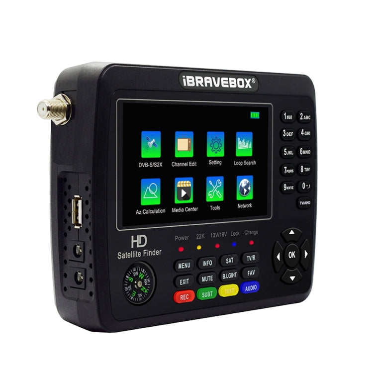 iBRAVEBOX V10 Finder Max+ 4.3 inch Display Digital Satellite Meter Signal Finder, Support DVB-S/S2/S2X AHD, Plug Type:UK Plug(Black) - Satellite Finder by PMC Jewellery | Online Shopping South Africa | PMC Jewellery | Buy Now Pay Later Mobicred