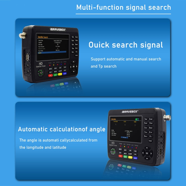 iBRAVEBOX V10 Finder Max+ 4.3 inch Display Digital Satellite Meter Signal Finder, Support DVB-S/S2/S2X AHD, Plug Type:US Plug(Black) - Satellite Finder by PMC Jewellery | Online Shopping South Africa | PMC Jewellery | Buy Now Pay Later Mobicred