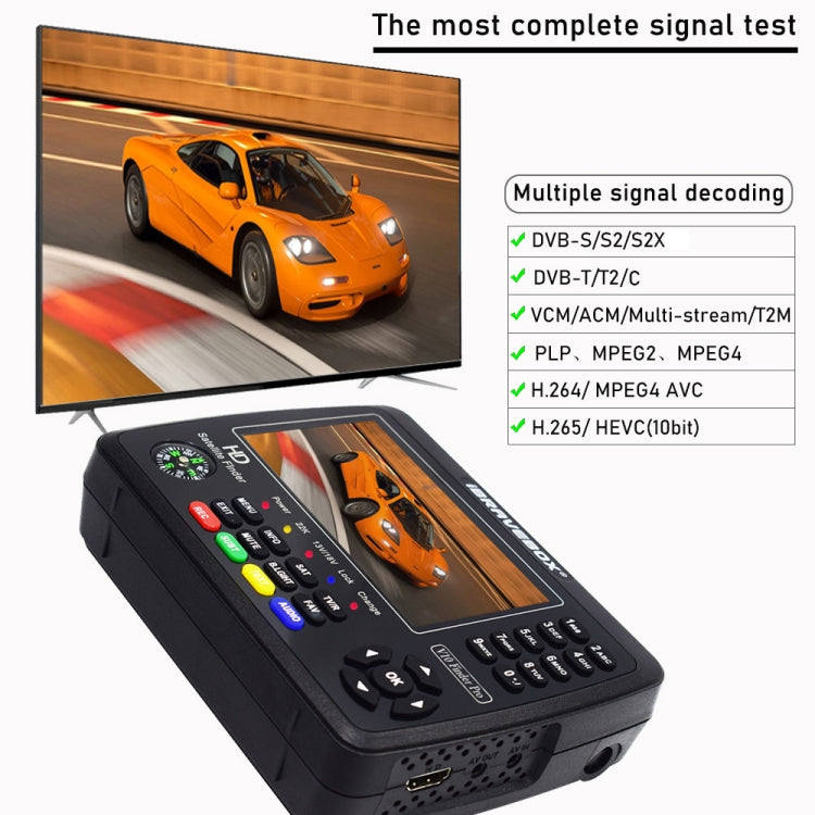 iBRAVEBOX V10 Finder Pro 4.3 inch Display Digital Satellite Meter Signal Finder, Support DVB-S/S2/S2X/T/T2/C, Plug Type:UK Plug(Black) - Satellite Finder by PMC Jewellery | Online Shopping South Africa | PMC Jewellery | Buy Now Pay Later Mobicred