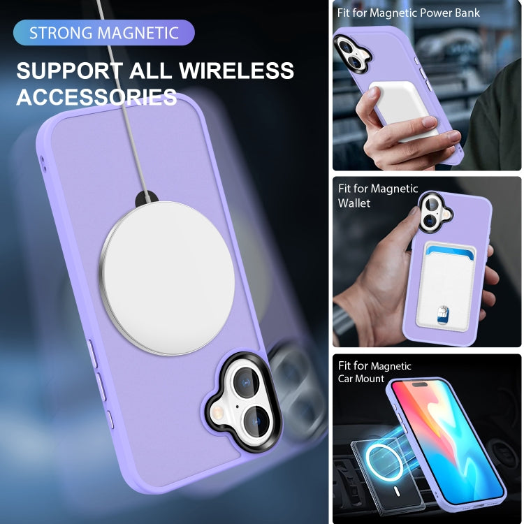 For iPhone 16 Plus Skin-feel MagSafe Holder PC Hybrid TPU Phone Case(Purple) - iPhone 16 Plus Cases by PMC Jewellery | Online Shopping South Africa | PMC Jewellery | Buy Now Pay Later Mobicred