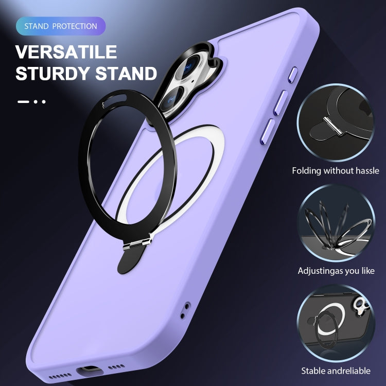 For iPhone 16 Plus Skin-feel MagSafe Holder PC Hybrid TPU Phone Case(Purple) - iPhone 16 Plus Cases by PMC Jewellery | Online Shopping South Africa | PMC Jewellery | Buy Now Pay Later Mobicred