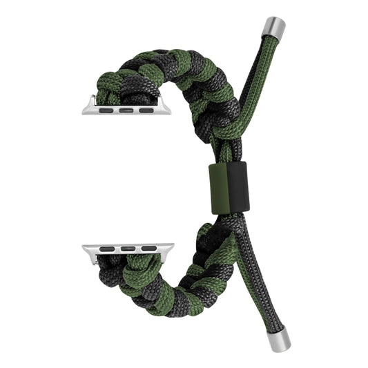 For Apple Watch Ultra 2 49mm Paracord Fishtail Braided Silicone Bead Watch Band(Black Army Green) - Watch Bands by PMC Jewellery | Online Shopping South Africa | PMC Jewellery | Buy Now Pay Later Mobicred