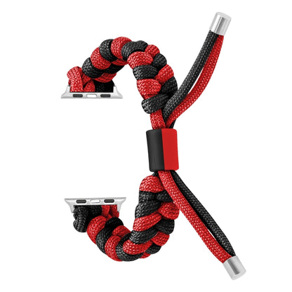 For Apple Watch Ultra 2 49mm Paracord Fishtail Braided Silicone Bead Watch Band(Black Red) - Watch Bands by PMC Jewellery | Online Shopping South Africa | PMC Jewellery | Buy Now Pay Later Mobicred