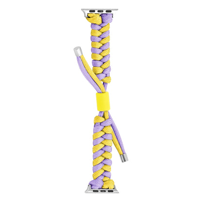 For Apple Watch Ultra 49mm Paracord Fishtail Braided Silicone Bead Watch Band(Purple Yellow) - Watch Bands by PMC Jewellery | Online Shopping South Africa | PMC Jewellery | Buy Now Pay Later Mobicred