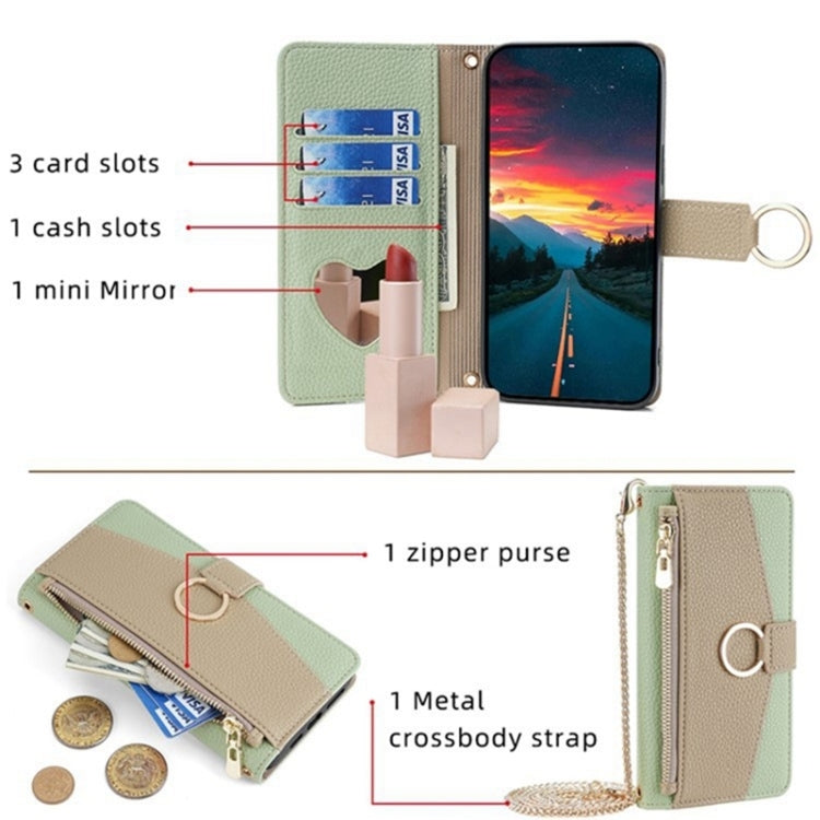 For Sharp Aquos Sense7 Plus Crossbody Litchi Texture Leather Phone Case(Green) - More Brand by PMC TechLife | Online Shopping South Africa | PMC TechLife | Buy Now Pay Later Mobicred