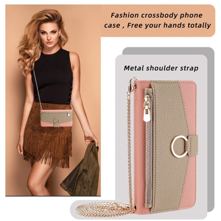 For Sharp Aquos Sense7 Plus Crossbody Litchi Texture Leather Phone Case(Pink) - More Brand by PMC TechLife | Online Shopping South Africa | PMC TechLife | Buy Now Pay Later Mobicred
