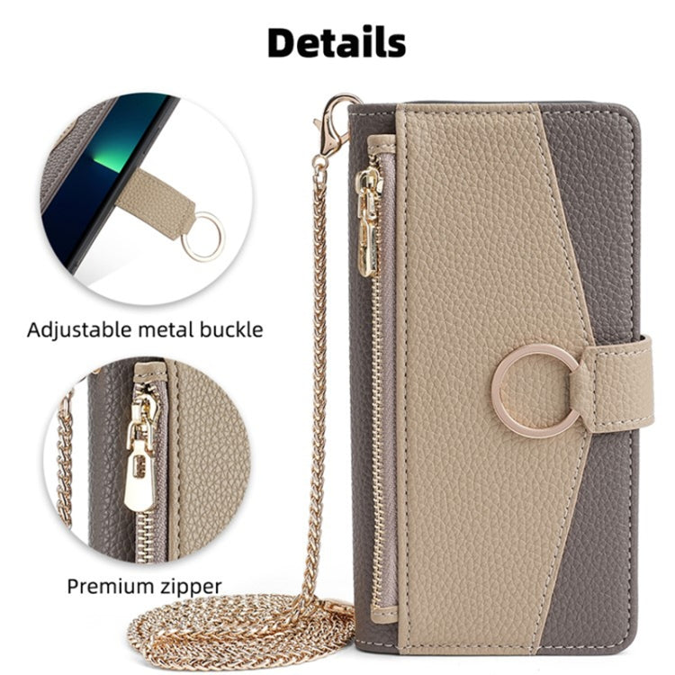 For Sharp Aquos wish4 Crossbody Litchi Texture Leather Phone Case(Grey) - More Brand by PMC TechLife | Online Shopping South Africa | PMC TechLife | Buy Now Pay Later Mobicred