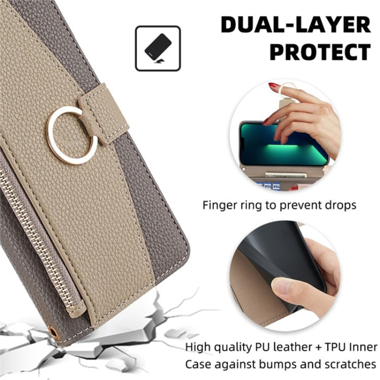 For Sharp Aquos wish4 Crossbody Litchi Texture Leather Phone Case(Grey) - More Brand by PMC TechLife | Online Shopping South Africa | PMC TechLife | Buy Now Pay Later Mobicred